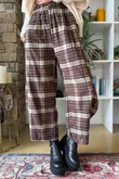 Patrick Plaid Brushed Cotton 7/8 Barrel Pant Chocolate